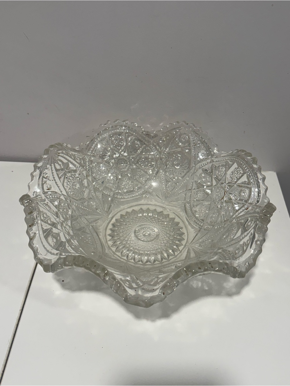 Vintage Clear Pressed Glass Serving Bowl